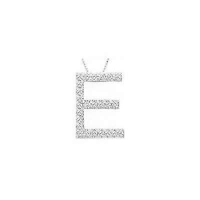 Alphabet E Diamond Initial Pendant in 14k White Gold