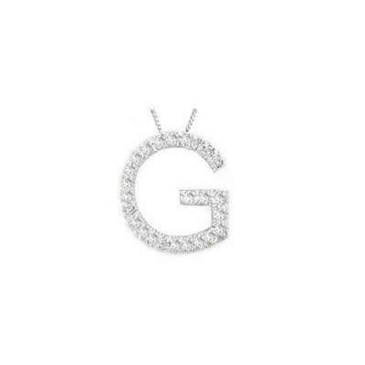 Alphabet G Diamond Initial Pendant in 14k White Gold