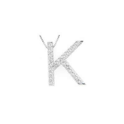 Alphabet K Diamond Initial Pendant in 14k White Gold