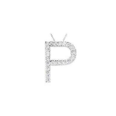 Alphabet P Diamond Initial Pendant in 14k White Gold