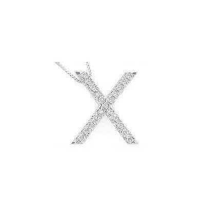 Alphabet X Diamond Initial Pendant in 14k White Gold
