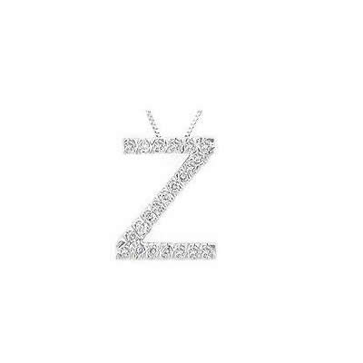 Alphabet Z Diamond Initial Pendant in 14k White Gold