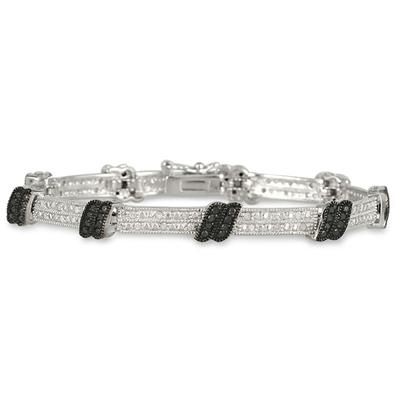 3/4 Carat TW Black and White Diamond Bracelet in .925 Sterling Silver