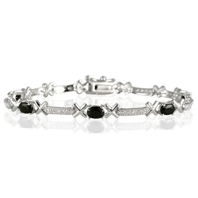 Sapphire and Diamond X Link Bracelet in .925 Sterling Silver