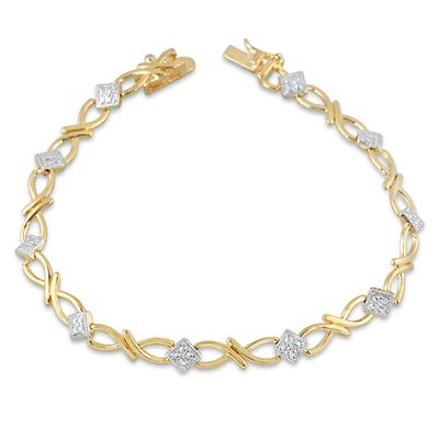 Diamond Accent Bracelet in 18K Plated Brass