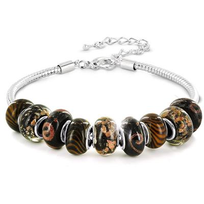 Hand Blown Bronzed Glass Bead Bracelet