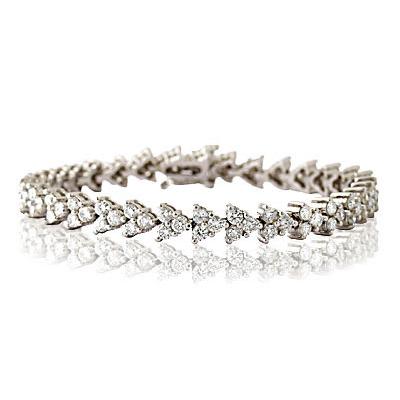 6.50CTW Three Stone Diamond Bracelet in 14K White Gold