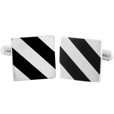 Stainless Steel Polished Black Onyx Inlay Cuff Links