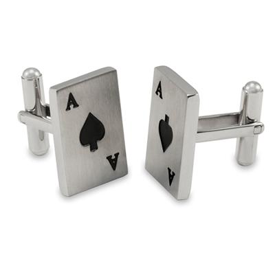 Stainless Steel Ace of Spades Card Cuff Links