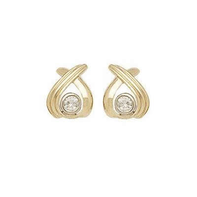 Two-tone High Fashion Diamond Bezel Earrings