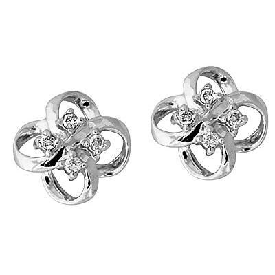 Flower Shape Diamond Earrings in 14kt White Gold