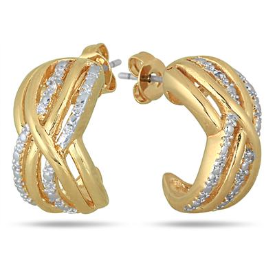 18K Gold Plated Brass Diamond Earrings
