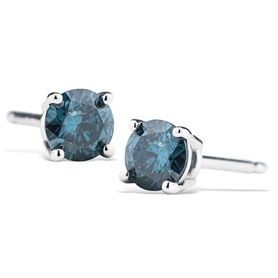 1/4CT Blue Diamond Earrings in 14K White Gold