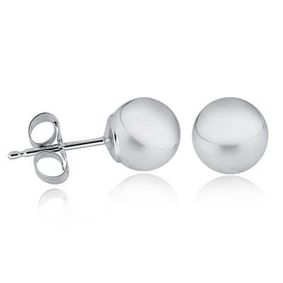 6mm Round Stud Earrings in 14k White Gold