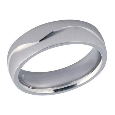 6mm White Gold Diamond Cut Wedding Band in 14K