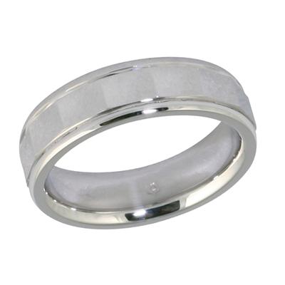 14K White Gold Diamond Cut Wedding Band
