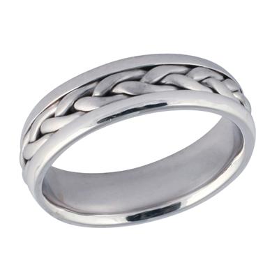 14K White Gold Braided Wedding Ring