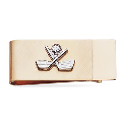 Golf Two Toned Gold Plated Money Clip