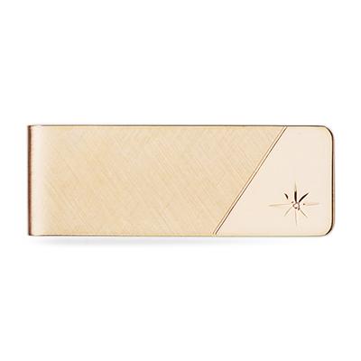 Gold and Diamond Accent Hinged Money Clip