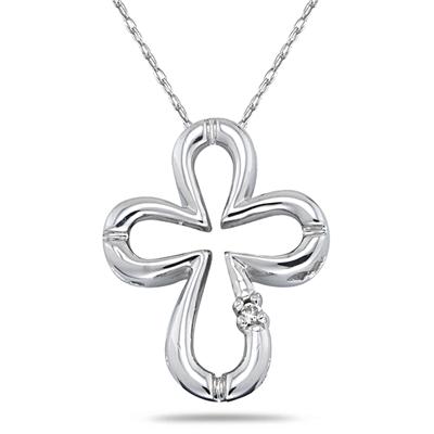 Diamond Cross Pendant in 10kt White Gold