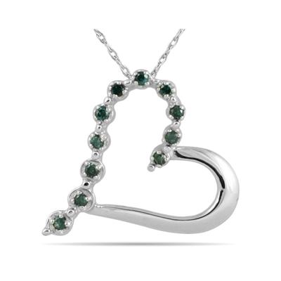 Blue Diamond Heart Pendant in 10K White Gold
