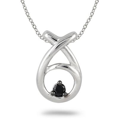 0.05 Carat Black Diamond Loop Pendant in .925 Sterling Silver