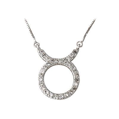 1/3 Carat Diamond Taurus Zodiac Pendant 14K White Gold (April 20 - May 20)