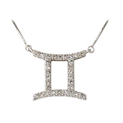 .30ctw Diamond Gemini Zodiac Pendant 14K White Gold (May 21 - June 21)