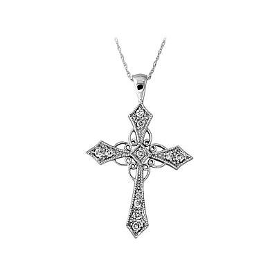 Cross Pendant Wrapped in 14kt White Gold