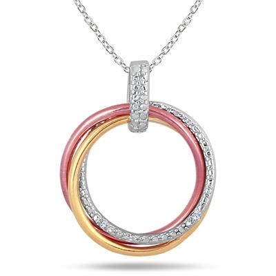 triple Circle Diamond Pendant in .925 Sterling Silver