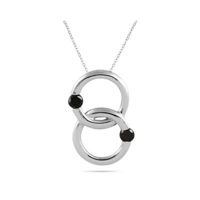 Black Circle Diamond Pendant in 10K White Gold