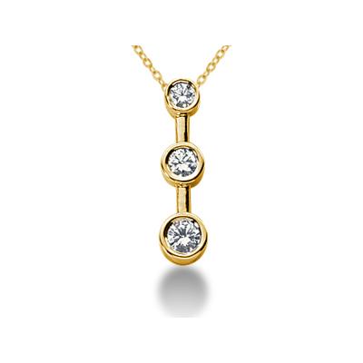 0.25CTW Bezel Set Three Stone Diamond Pendant in 18k Yellow Gold