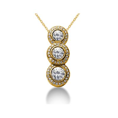 0.90 Regal Diamond Three Stone Pendant in 18k Yellow Gold