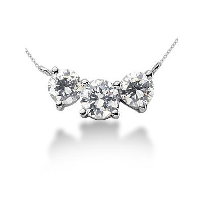 CTW Diamond Three Stone Pendant in 14k White Gold
