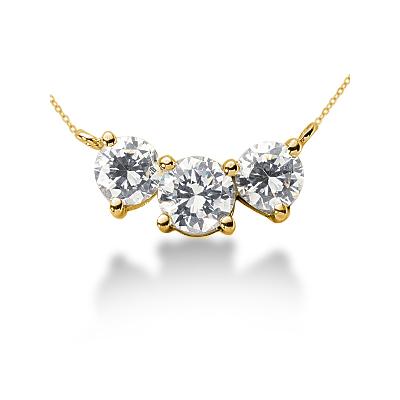 CTW Diamond Three Stone Pendant in 18k Yellow Gold