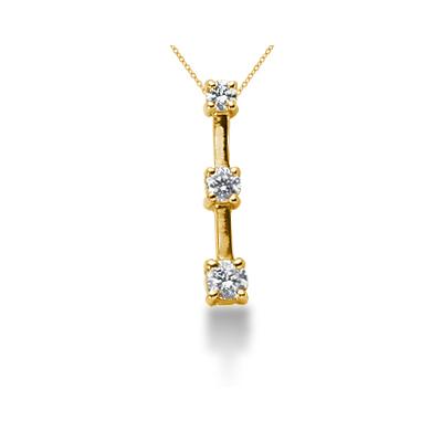 0.25CTW Classic Four Prong Three Stone Diamond Pendant in 18k Yellow Gold