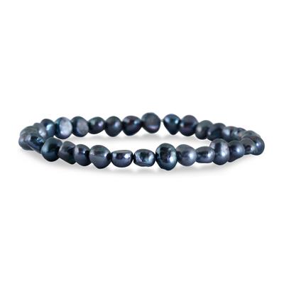 6-7MM Natural Freshwater Black Cultured Pearl Stretch Bracelet