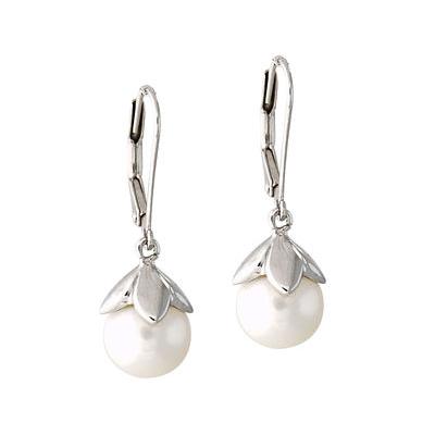 White Freshwater Pearl Round Earrings