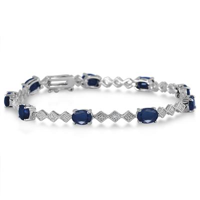 Sapphire and Diamond Bracelet in Rhodium Plated Brass
