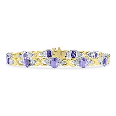 14k Yellow Gold Diamond and Tanzanite Bracelet