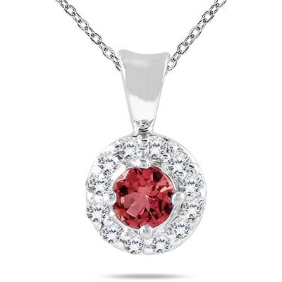 10k White Gold Ruby and Diamond Pendant