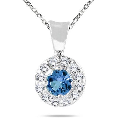 10k White Gold Sapphire and Diamond Pendant