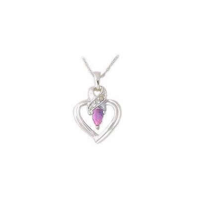 Pink Sapphire and Diamond Ribbon Heart Pendant