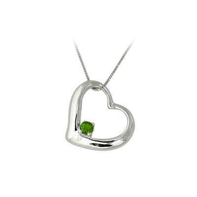 Emerald Heart Pendant 14k White Gold