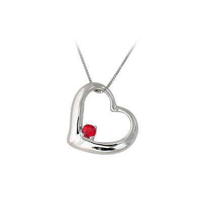 Ruby Heart Pendant 14k White Gold