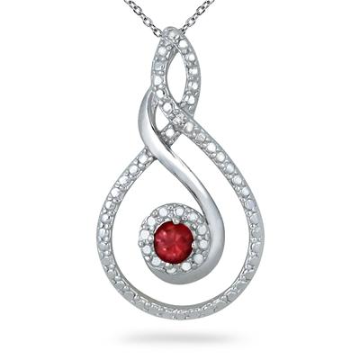 1/4 Carat Genuine Ruby and Diamond Pendant in .925 Sterling Silver