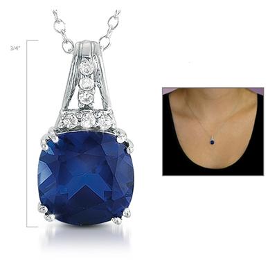 5.25 Carat Created Sapphire and Created White Sapphire Pendant in .925 Sterling Silver
