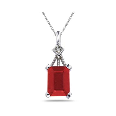 2.15 Carat Emerald Cut Ruby and Diamond in .925 Sterling Silver