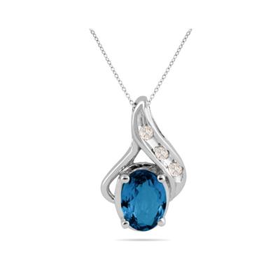 Sapphire and Diamond Pendant in 10kt White Gold