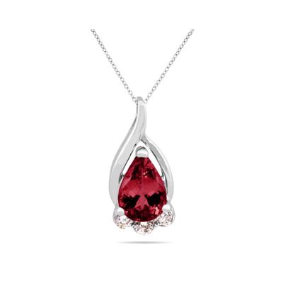 Ruby and Diamond Pendant in 10kt White Gold